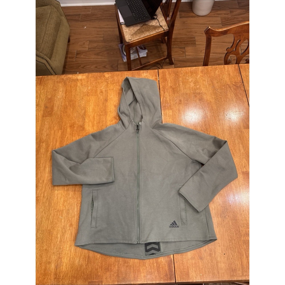 Adidas Full Zip Activewear Hooded Sweatshirt Jacket Women's X-Large Green Army